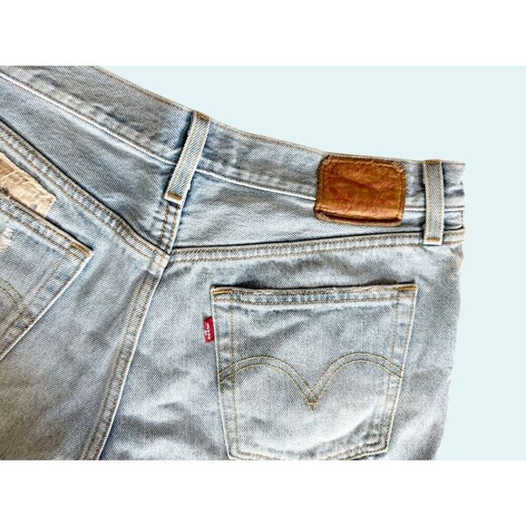 LEVI'S 501 Cut Off Button Fly Patchwork Distressed Shorts Size 28 - Picture 6 of 8